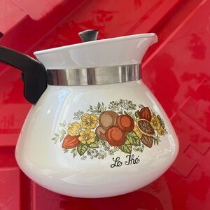 Corningware White Teapot with Floral Design